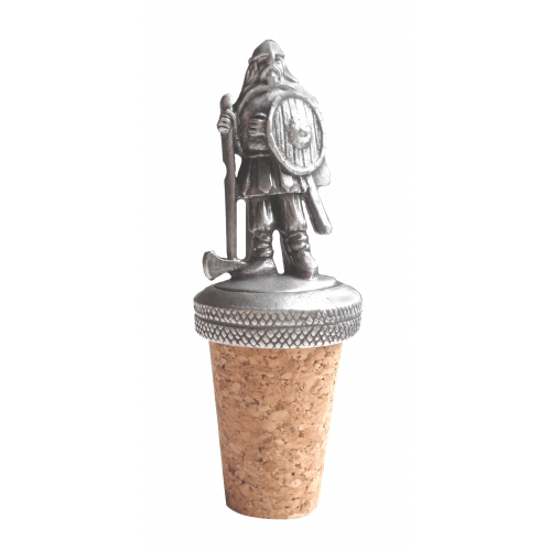 (Add a Gift Pouch) Viking Warrior Chieftan Pewter Bottle Stopper