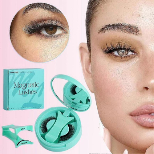(1) Reusable Magnetic Eyelashes 1 Pair Natural Curly Fluffy Magnetic False Eyelashes 2
