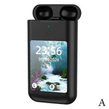 (Black) 3 in 1 Large Screen Earphone 8000mAh Power Bank LED Flashlight Wireless Headphone