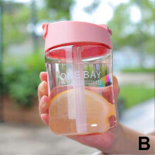 (Pink) 500ml Portable Straw Water Bottles Drink Cup for Girls Sports Water Bottle