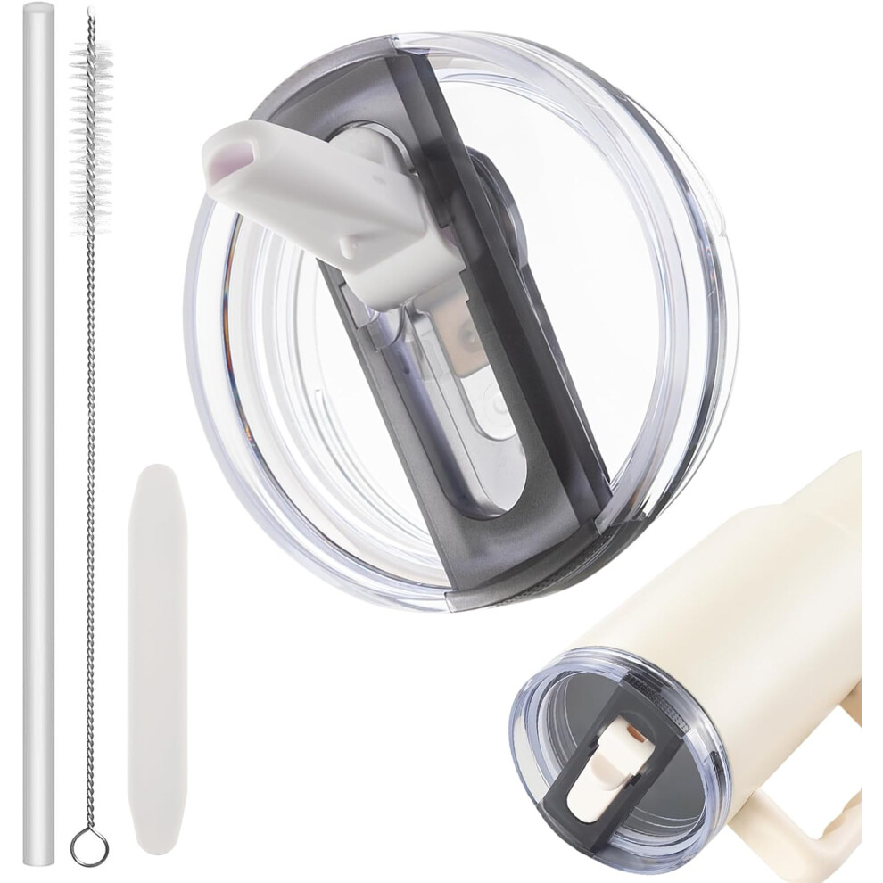 (1, ) 40Oz Leak Proof Lid For Stanley Cup Tumbler, Detachable Flip Straw Lid White