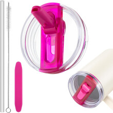 (1, ROSE) 40oz Leak Proof Lid for Stanley Cup Tumbler, Detachable Flip Straw Lid