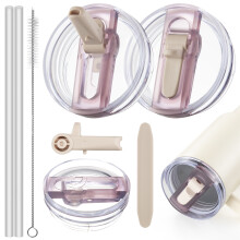 (2, Pink) 40oz Leak Proof Lid for Stanley Cup Tumbler, Detachable Flip Straw Lid