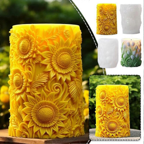 (A) 3D Pillar Candle Silicone Mold Wave Candle Wax Soap Mould DIY 1