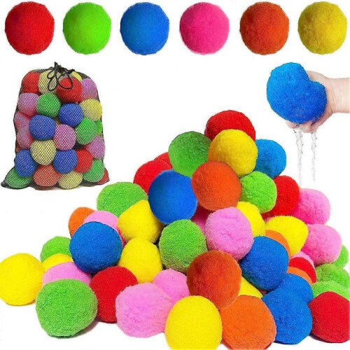 (60pcs) 2025  Reusable Summer Water Sponge Balls Pool Toys