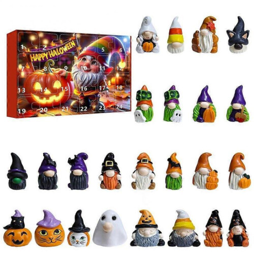 (C) Halloween Countdown Calendar 24 Surprises Colorful Blind Box Festive Gift Set