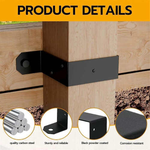4pcs Strap Post Ties Black Deck Fence for Post U Bracket 1
