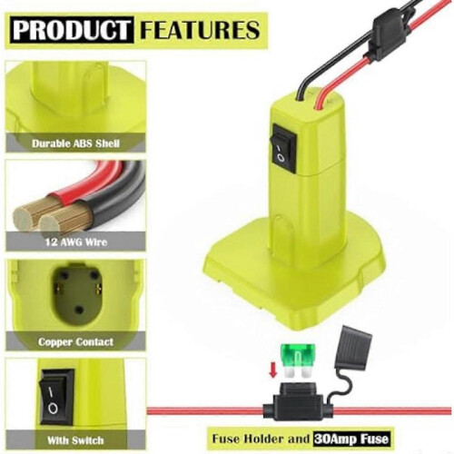 Power Wheels Adapter for Ryobi 18V Battery Wheels Conversion Kit 2
