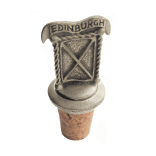 (Add a Gift Pouch) Edinburgh Saltire Banner Pewter Bottle Stopper