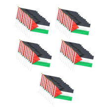 50Pcs Palestine Flag Small with Pole, 14X21cm Palestine Hand Waving Flag - Double Sided Fine Handheld Flags for Outdoors