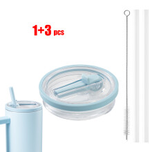 (1, blue) 2 Pack Leakproof Flip Straw Lids for Stanley 40oz Tumbler Replacement