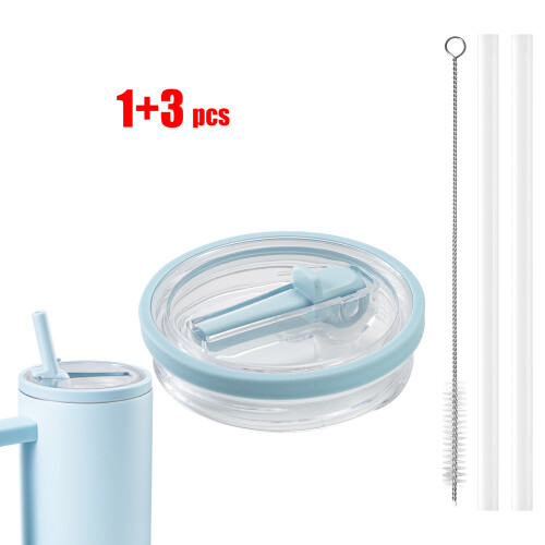(1, blue) 2 Pack Leakproof Flip Straw Lids for Stanley 40oz Tumbler Replacement