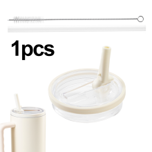 (1, cream) 2 Pack Leakproof Flip Straw Lids for Stanley 40oz Tumbler Replacement
