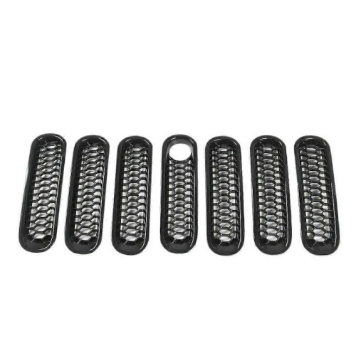 Grill Mesh Inserts Kit Clip-in with Lock Hole for Wrangler JK 2007-17