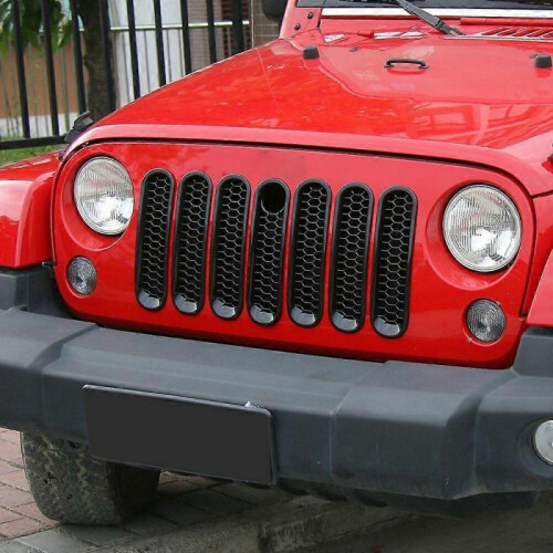 Grill Mesh Inserts Kit Clip-in with Lock Hole for Wrangler JK 2007-17 2
