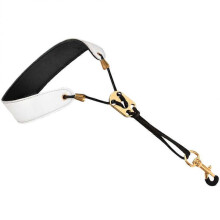 Tenor Saxophone Strap Padded Sax Strap Adjustable Size Weight Distribution Leather Material White Color 54x3.5cm for Musicians 1Pack