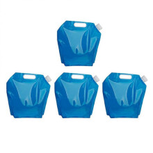 Folding Water Bag for Outdoor Camping 4Pcs 5L Portable Drinking Water Container Blue Collapsible for Easy Carry Hydration