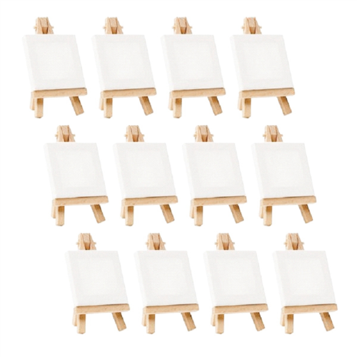 Conjunto de 12 mini cavaletes para artistas + tela de 3 polegadas x 3 2