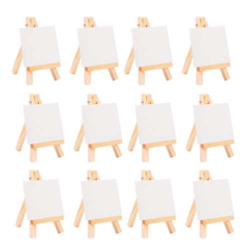 Conjunto de 12 mini cavaletes para artistas + tela de 3 polegadas x 3 1