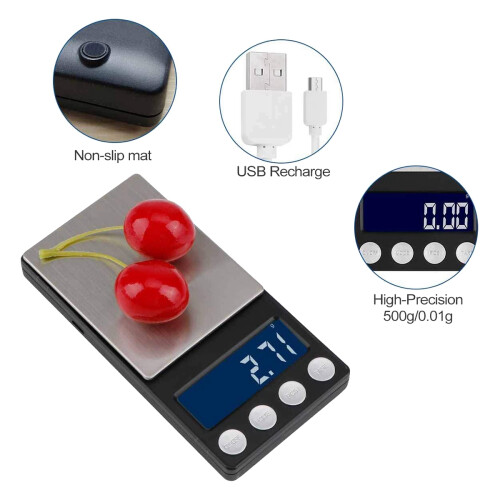 Digital Kitchen Scales,USB Rechargeable Pocket Sca 2