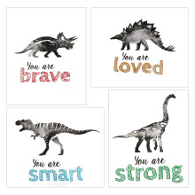 4-teiliges Dinosaurier-Wandbild für das Zimmer kleiner Jungen, Baby