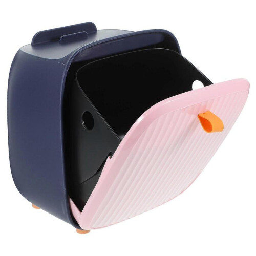 Trash Can Waste Paper Basket Rectangular Odor Control Home Office Pink 19.70X17.30X12.50CM Plastic 1Set 2