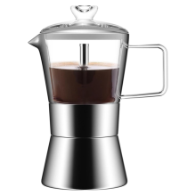 Moka induktionskomfur-espressoapparat, glaslåg &
