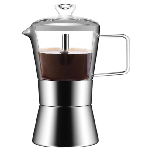 Moka induktionshäll espressomaker, glas-topp &