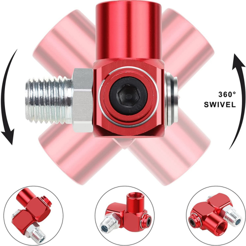 Conector de mangueira de ar giratório 360 graus 4 peças 1/4 pol. NPT 2