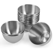 Pacote com 10 pratos para molho de aço inoxidável de 3,3 polegadas, individualmente