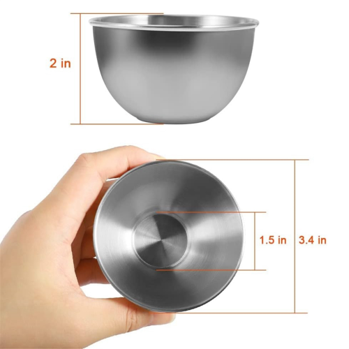 Pacote com 10 pratos para molho de aço inoxidável de 3,3 polegadas, individualmente 2