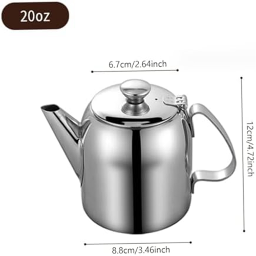 Stainless Steel Teapot 20 Oz Spill-Proof Metal wit 2