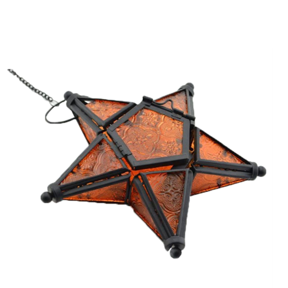 Bougeoir en fer Étoile de Moravie Bougies chauffe-plat orange