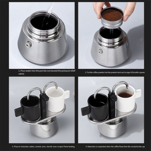 Moka pot i rustfrit stål – dobbelt hoved – mocha kaffe 2