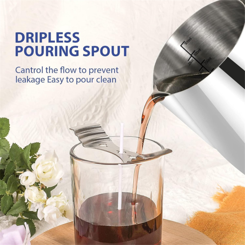Olla para derretir cera de acero inoxidable de 32 oz con vertidor 2