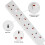 Living And Home 4 Way Socket with Cable 3G1.25, 5M, White, with Indicate Light, Individual Switch, Child-Resistant Sockets 5