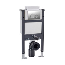 Nes Home Top or Front Wall Hung Toilet Frame Chrome Flush Round Buttons