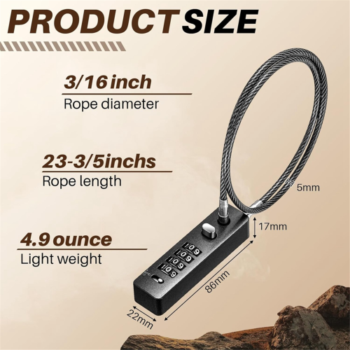 4 Pcs 23-3/5 Inch Steel Rope Cable Locks with Comb 2