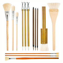 14Pcs Pottery Glaze Brushes, Wood Brushes Long Han
