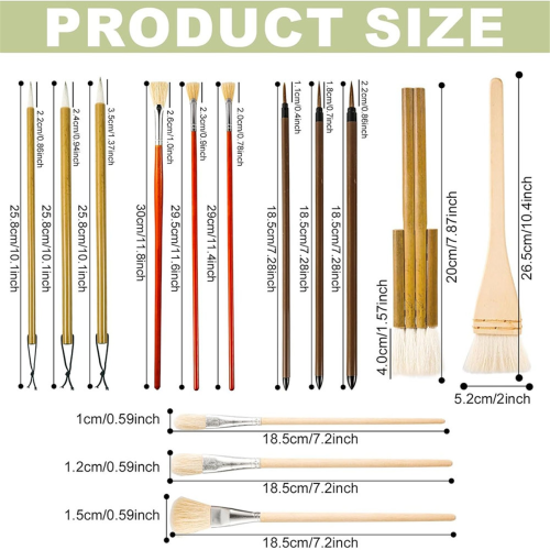 14Pcs Pottery Glaze Brushes, Wood Brushes Long Han 2