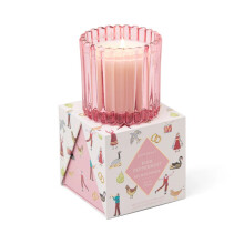 Paddywax Christmas Ribbed Glass Candle - Pink Peppermint