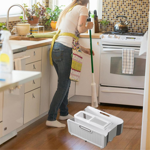 Cubo de limpieza plegable y plano con ruedas 2