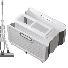 Cubo de limpieza plegable y plano con ruedas