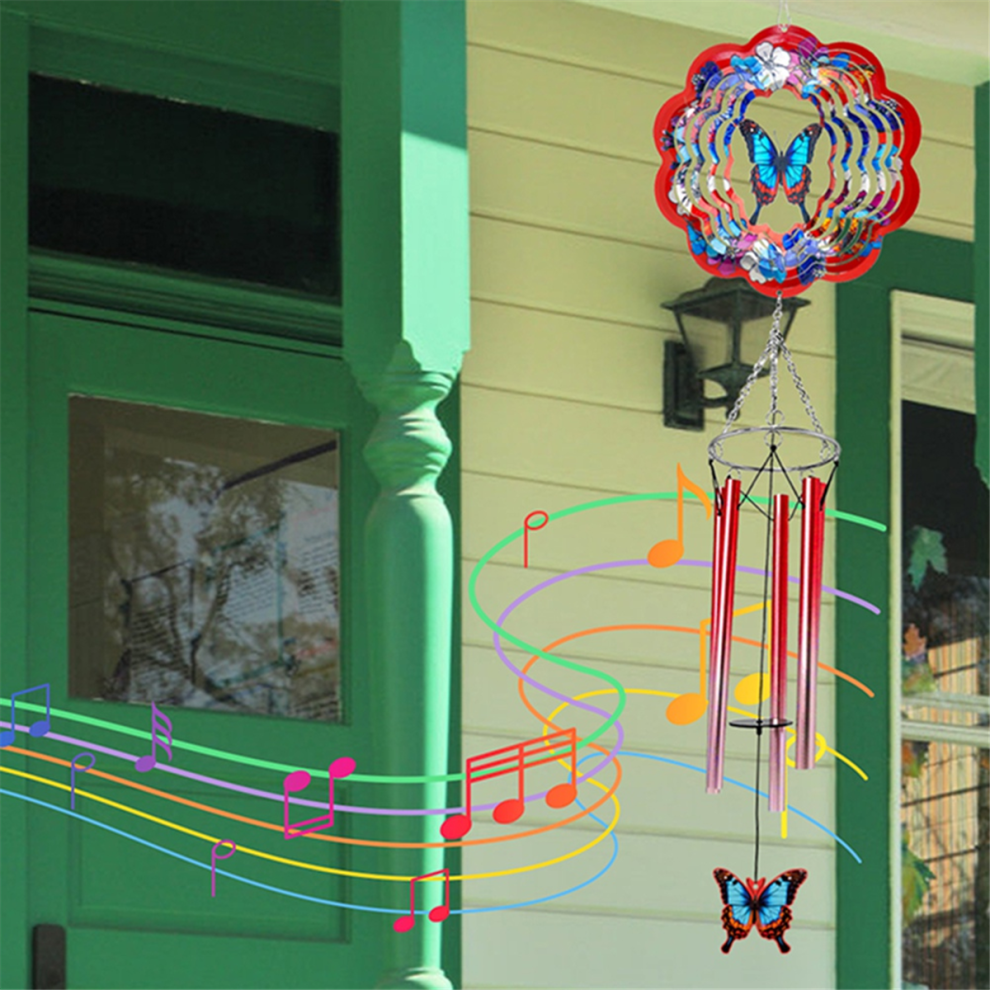 Campanelli Eolici A Forma Di Farfalla Per Esterni Con Girandola 3D,