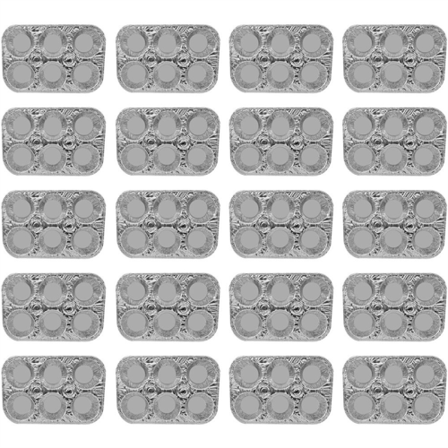 Pacote com 20 formas de alumínio para muffins com 6 xícaras - Formas para cupcakes,