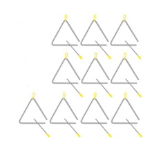 Instrumento de percussão triangular de aço musical com 10 peças