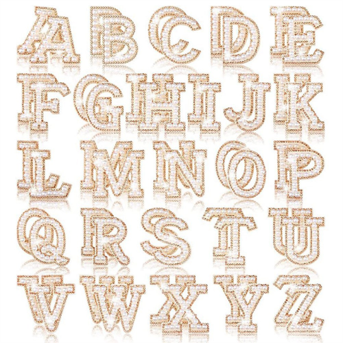 Adesivos brilhantes com letras de strass e pérolas AZ 1