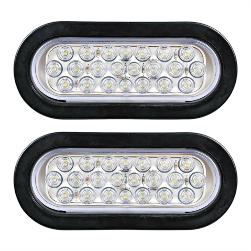 2Pcs 6 Inch Oval White 22 LED Truck Reverse Tail L 2