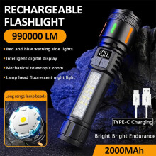 990000 Lumen LED Flashlight Battery Powered Rechargeable Cob Side Light Torch