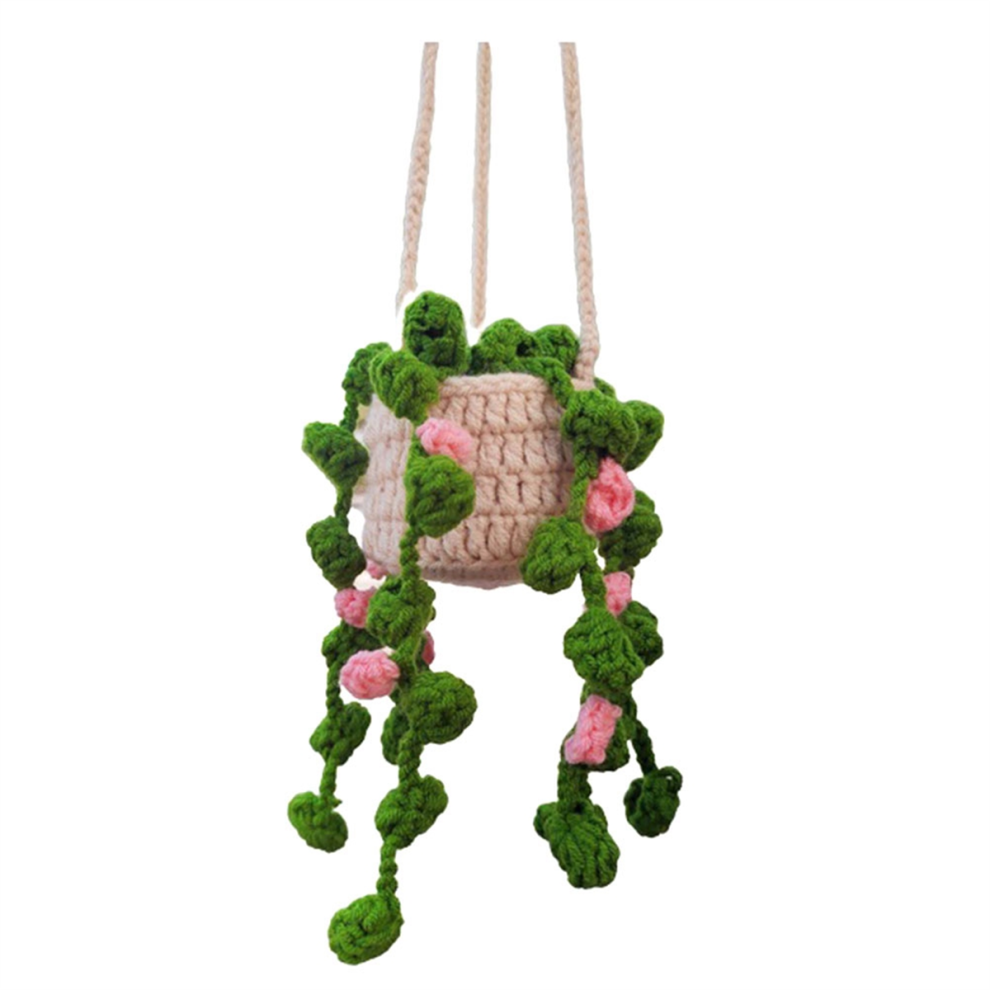 Rearview Mirror Pendant Cute Potted Plants Crochet 4851430270466